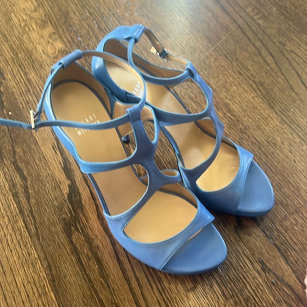 Stuart Weitzman Strappy Stiletto Heels Sky Blue Sz 9 Nearly NEW